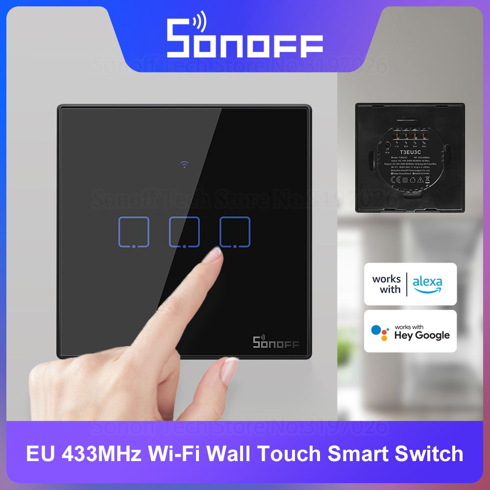 SONOFF T3EU Black WiFi Smart W - Smart Home Bridge 评论和价格
