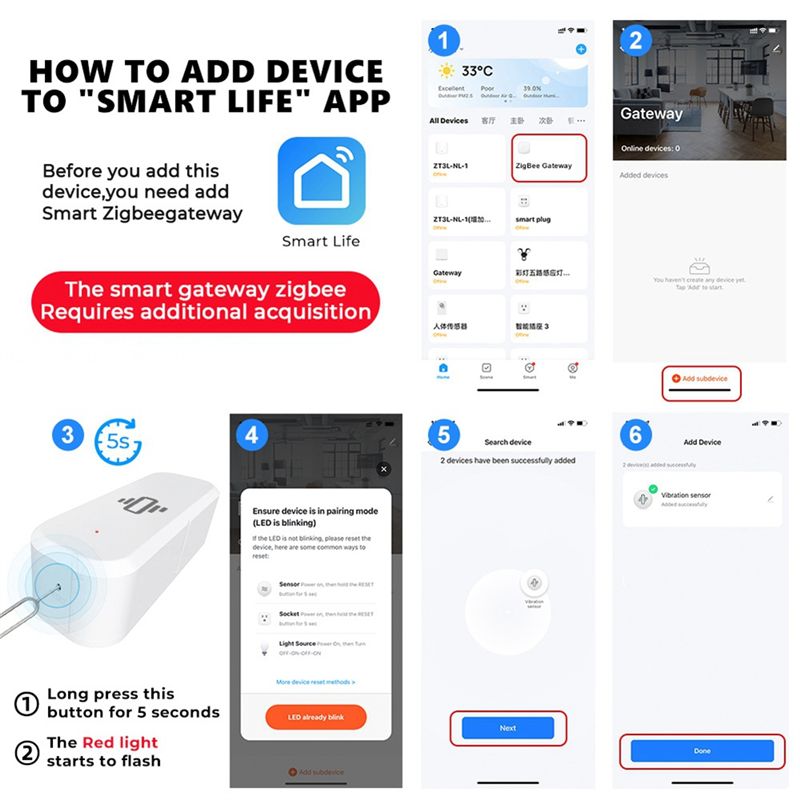 AA87 Zigbee Smart Vibration Se - Smart Home Notifications 评论和价格