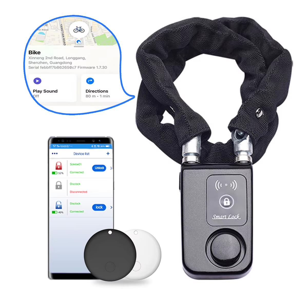 110dB Alarm Bike Chain Lock wi - Smart Home Dashboard 评论和价格
