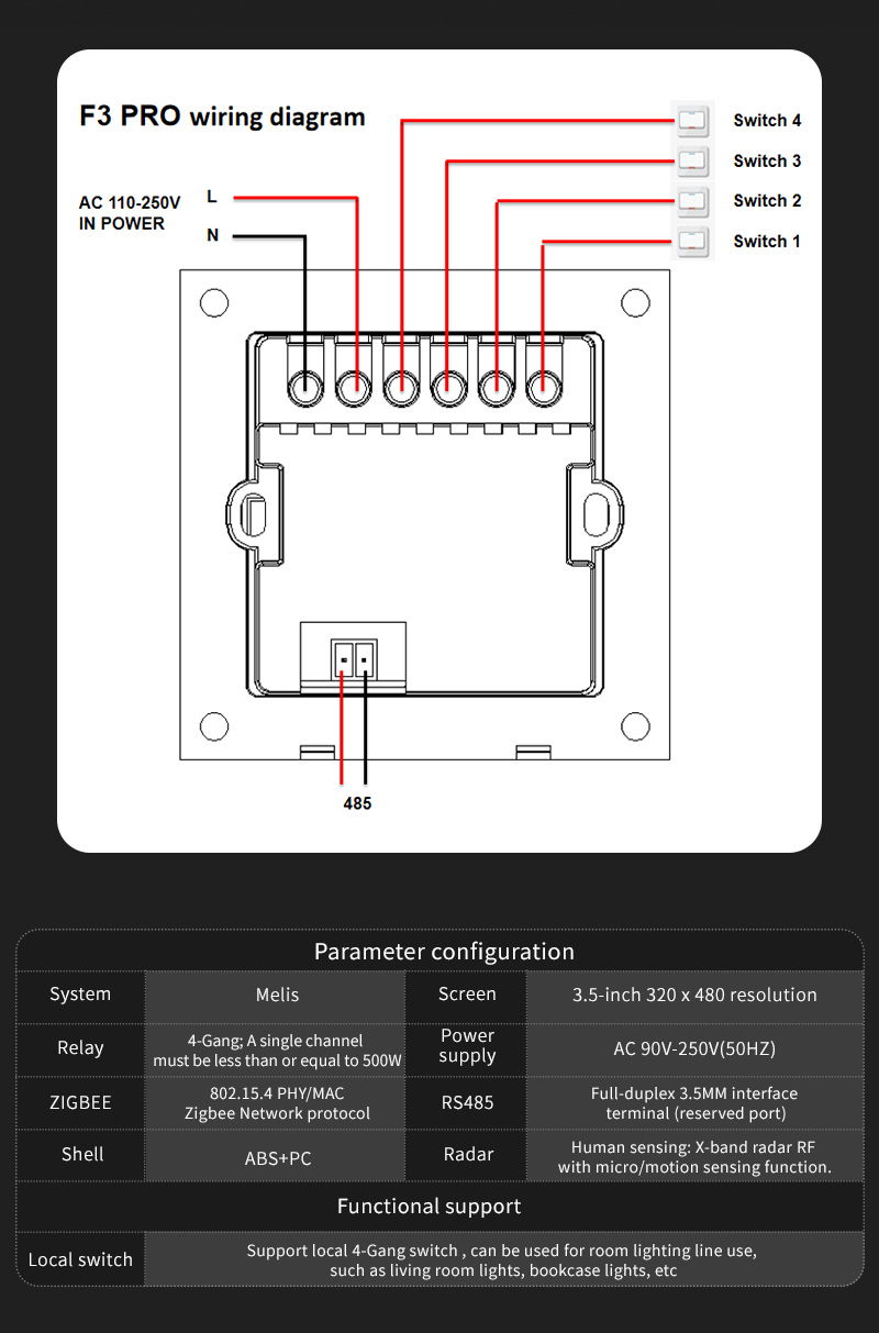 F3 Pro 3.5 Inch IPS Touch Pane - Smart Home Sistem 评论和价格